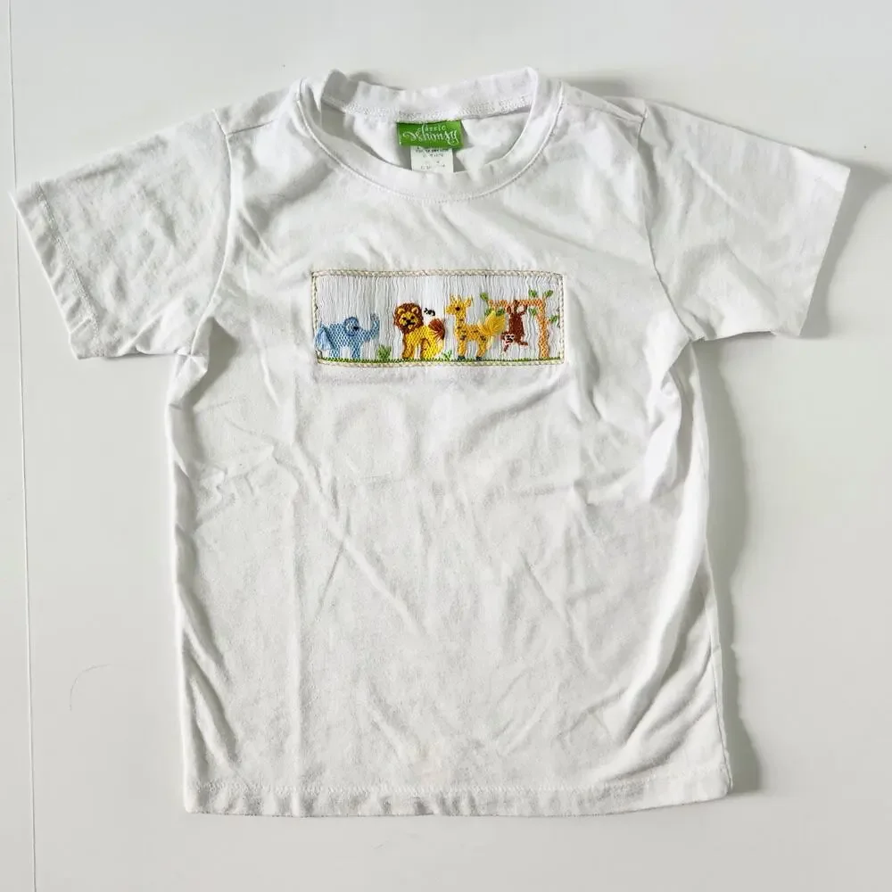 🦁Classic Whimsy Toddler Jungle Animal Smocked Tee Kids Size 5 - Picture 4 of 9